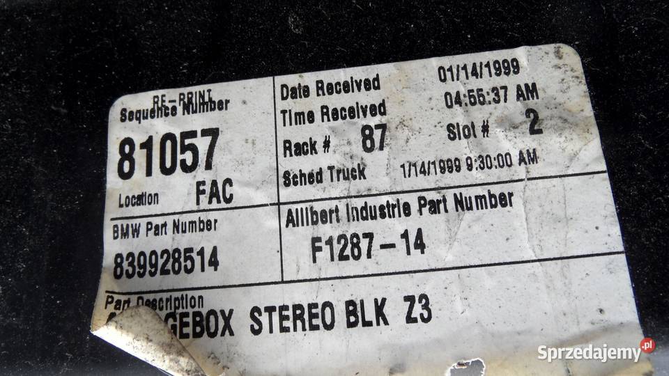 BMW Z3 19 B 99r schowek tył 8398958 8399066 Osłony i zaślepki świętokrzyskie