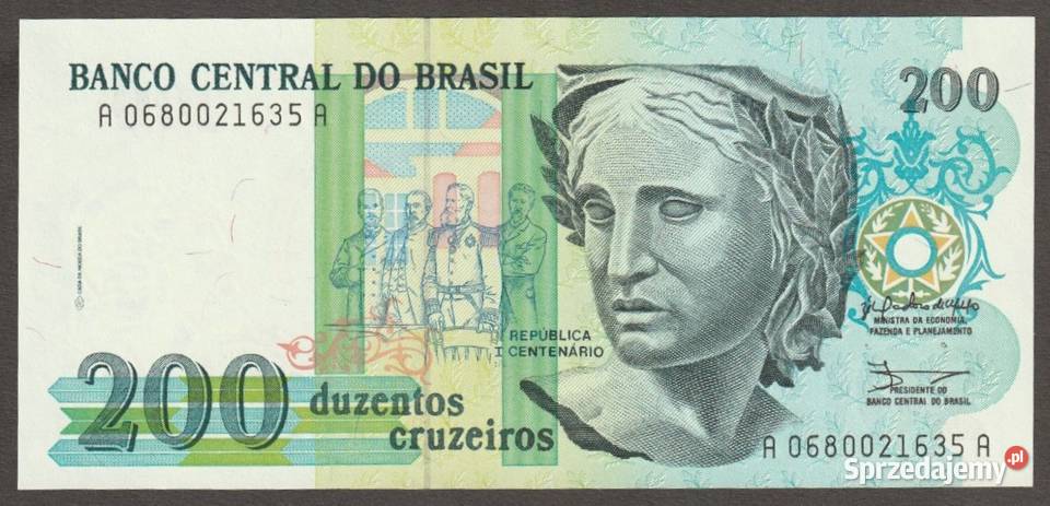 BRAZYLIA 200 CRUZEIROS STAN BANKOWY UNC Łódź