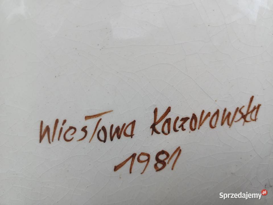 Stary porcelanowy świecznik sygnowany Lubań
