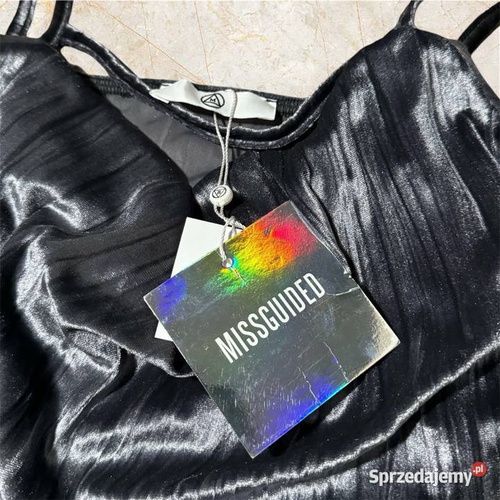 Sukienka mini welurowa Missguided M większe szary/srebrny
