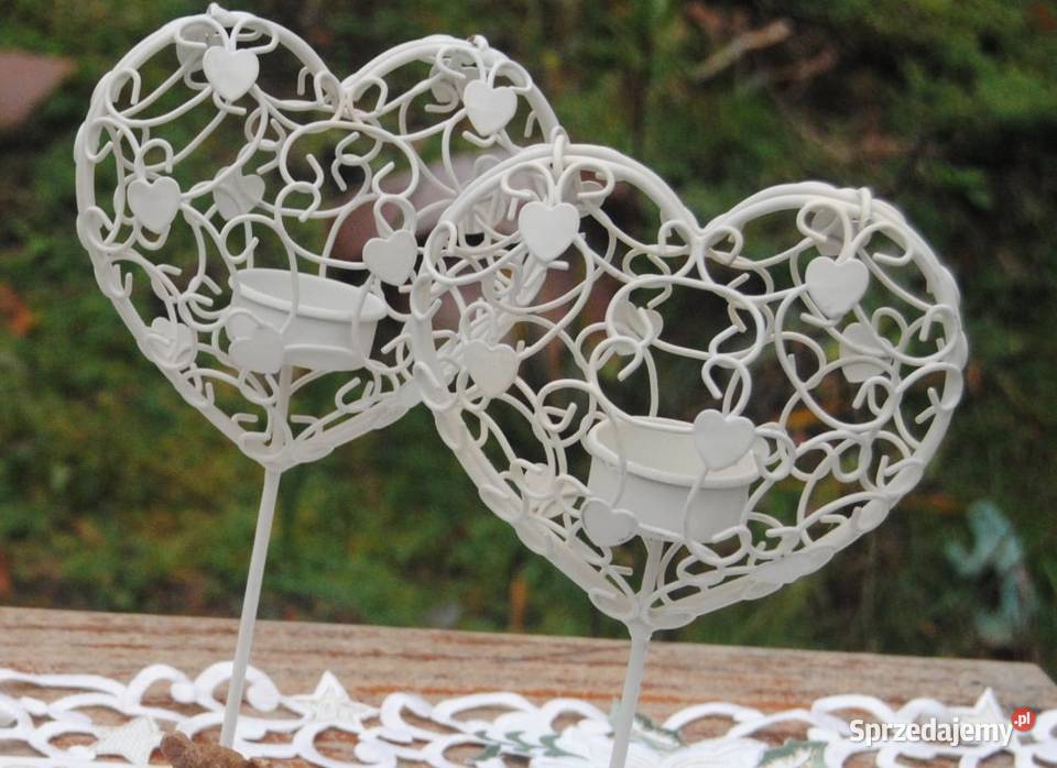 2 śliczne ażurowe świeczniki biały Warszawa