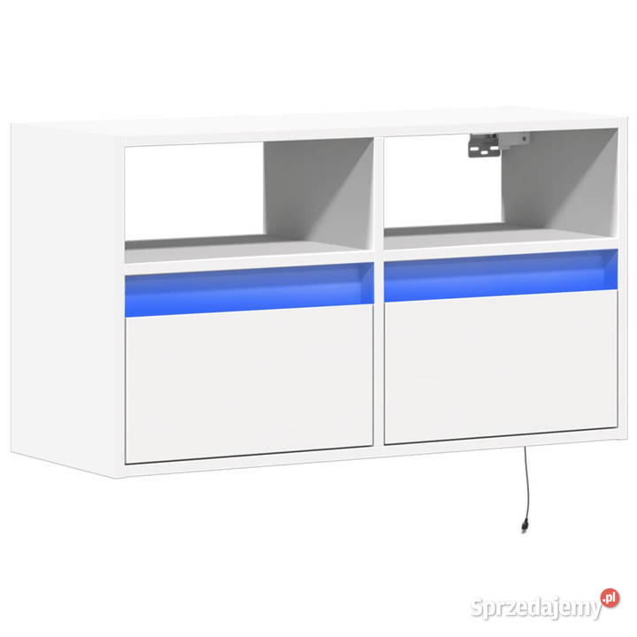 Ścienna szafka TV z LED biała 80x31x45 WM852327 Warszawa