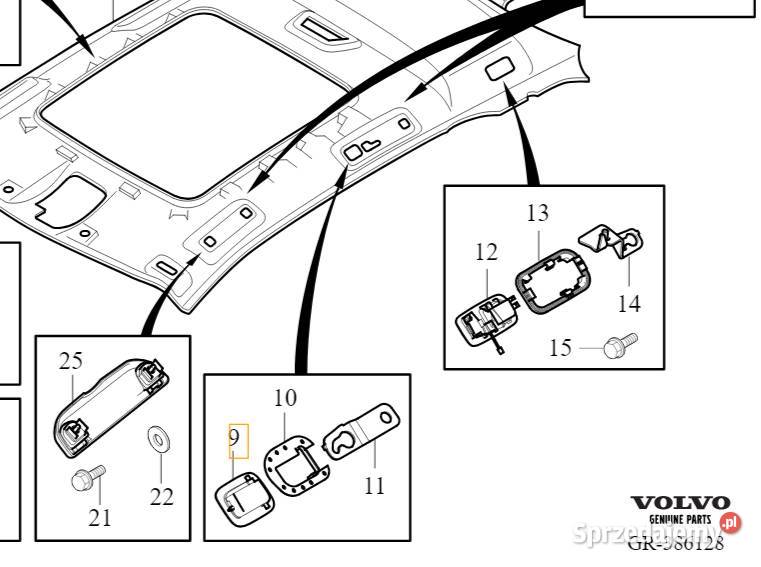 VOLVO V60 XC60 zaslepka siatki podsufitki OE Bielany Wrocławskie