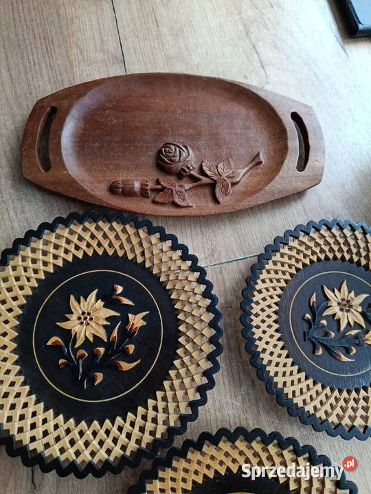 Sprzedam zestaw talerzy drewniane cepelia Pozostałe Choszczno