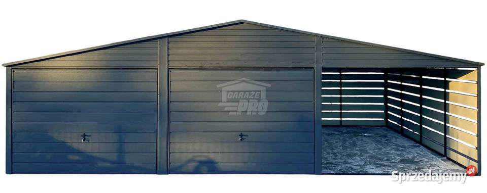 Garaż blaszany 6x6m wiata 3m 2x Brama drzwi Dach Żnin