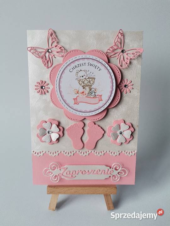 ZAPROSZENIA CHRZEST SWIETY MISIU W SERWETCE B6 Rękodzieło Poznań