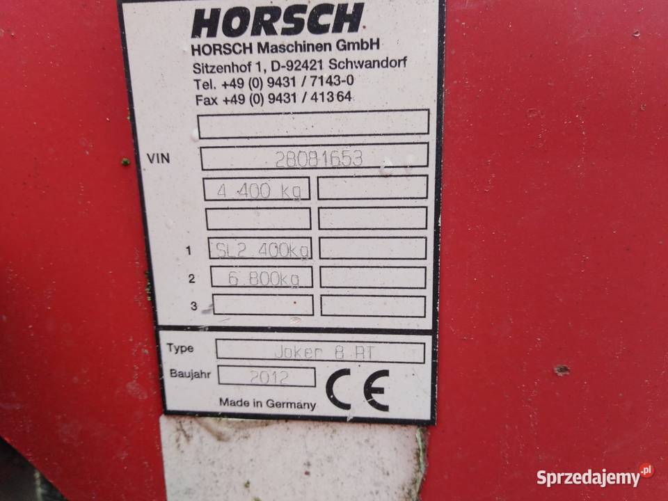 Sprzedam bronę talerzową Horsch Joker 8 RT r Włoszakowice sprzedam