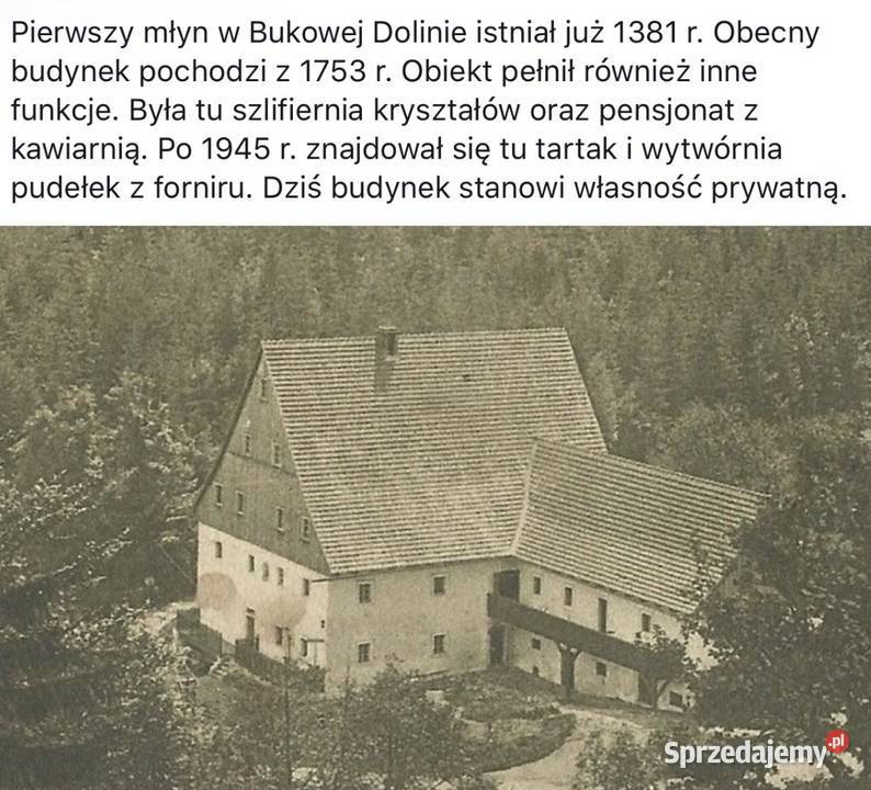 Działka zabudowana 1859 m2 stary młyn Ponikwa