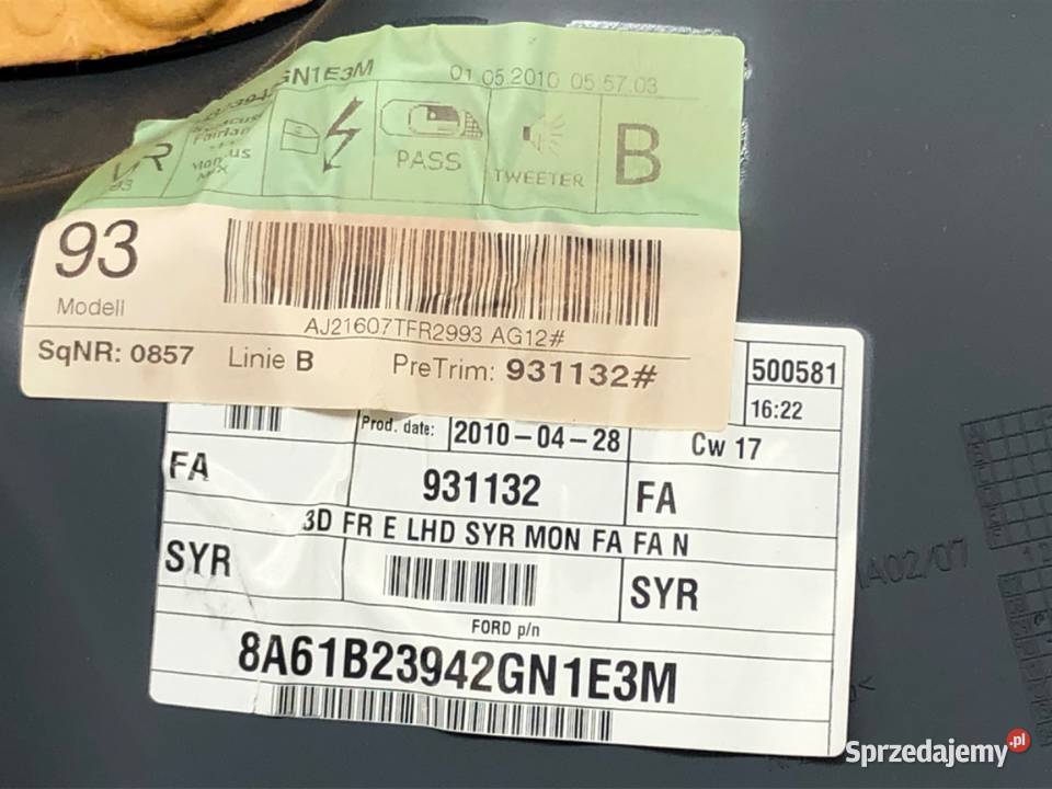 BOCZEK DRZWI PRAWY PRZÓD FORD FIESTA MK7 podkarpackie