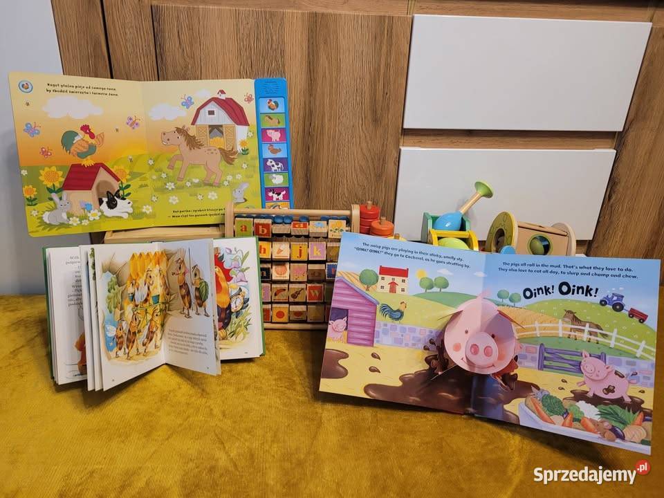 Pierwsze zabawki drewniane puzzle książeczki