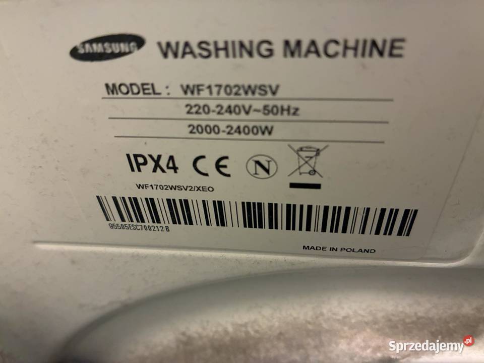 pralka SAMSUNG WF1702WSV uszkodzona na części wolnostojące Warszawa