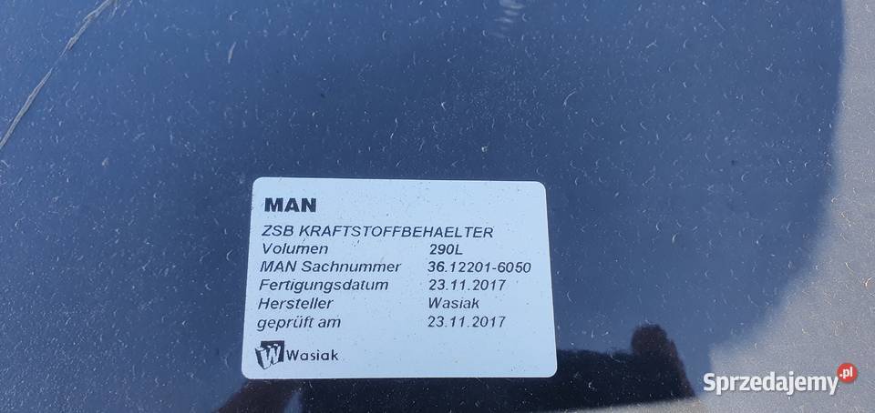 MAN ZBIORNIK PALIWA STALOWY 290 LITRÓW Bieleń