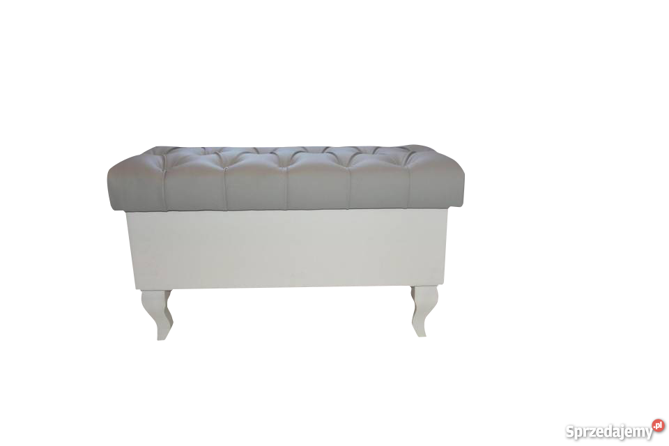 Pufa pikowana szara z kryształkami Otwierana