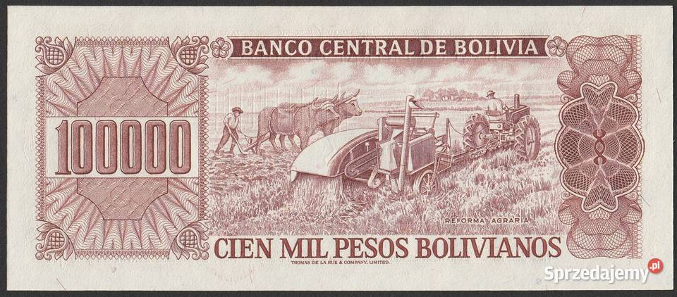 BOLIWIA 100000 PESOS BOLIVIANOS 1984 STAN Łódź