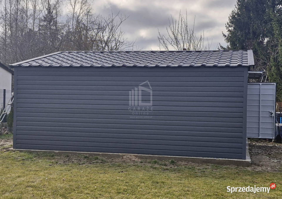 Garaż blaszany 6x58m Brama uchylna drzwi okno Szczecinek
