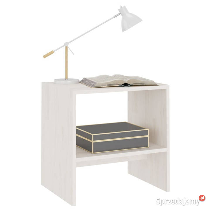 Szafki nocne 2 białe 40x305x40 lite drewno