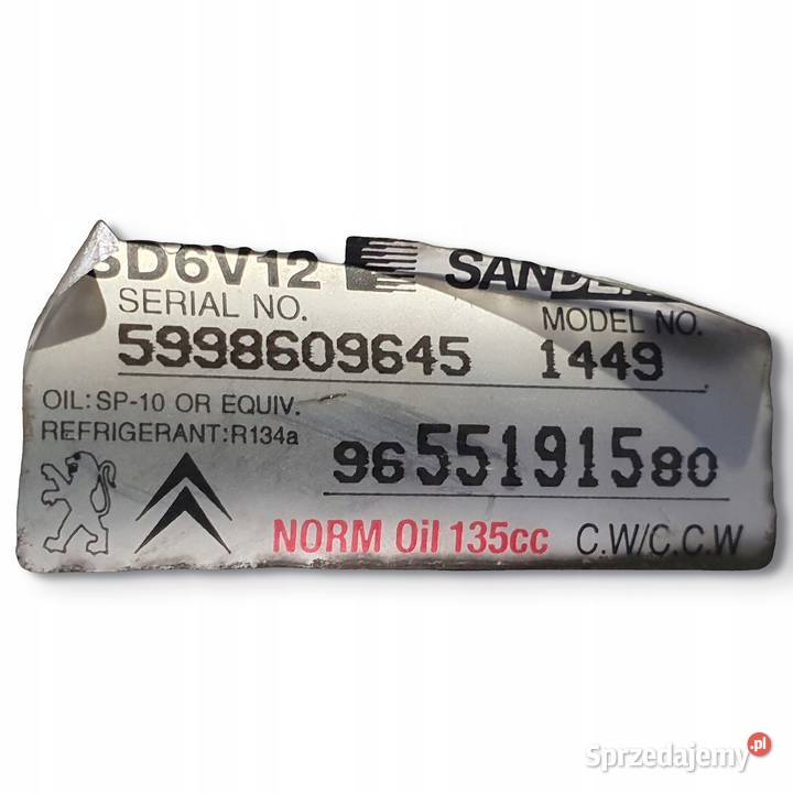 SPRĘŻARKA KLIMATYZACJI Peugeot Partner 16 16V Kompresory klimatyzacji Chełm