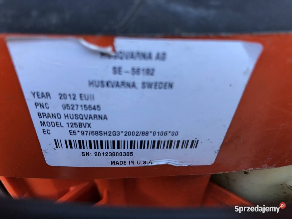 Dmuchawa spalinowa Husqvarna 125 BV Nakło