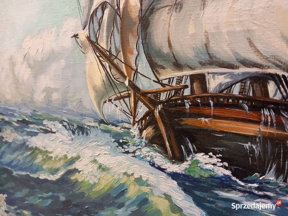 Obraz olejny 75x55 na płótnie Żaglowiec Warszawa