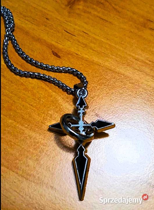 Naszyjnik Krzyżyk Wisiorek Zawieszka z Czarnymi śląskie Poraj