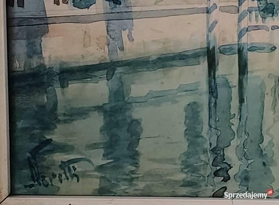 Rafael Senet Perez Akwarela Wenecja pomorskie Kartuzy