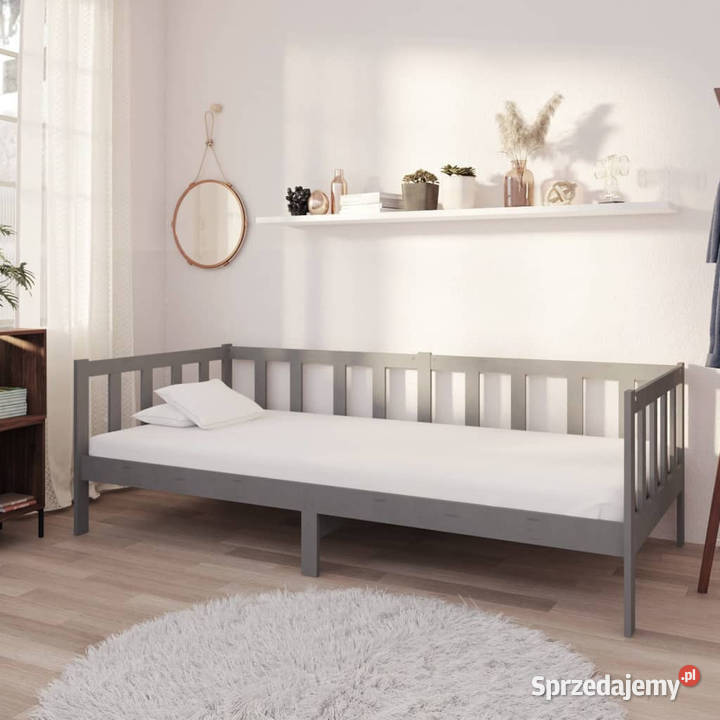 Łóżko dzienne z materacem szare drewno sosnowe mazowieckie sprzedam