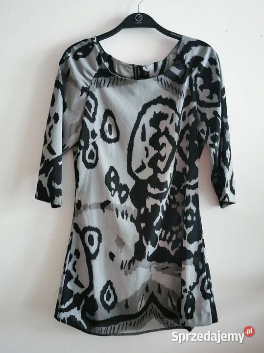 Elegancka damska tunika do biura szaroczarna Reda