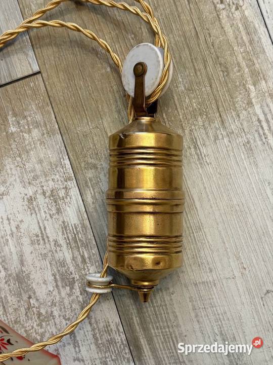 Orginalna stara lampa wisząca z przeciwwagą i śląskie Chudów