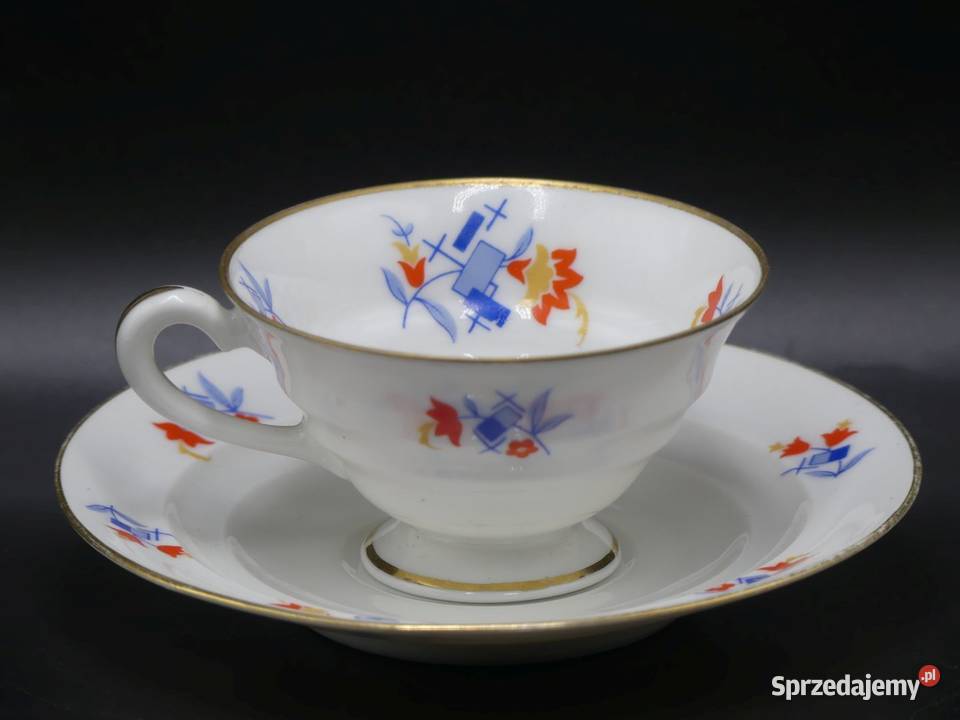 Komplet do mokki Tułowice Tillowitz stan niemal Porcelana i szkło Poznań