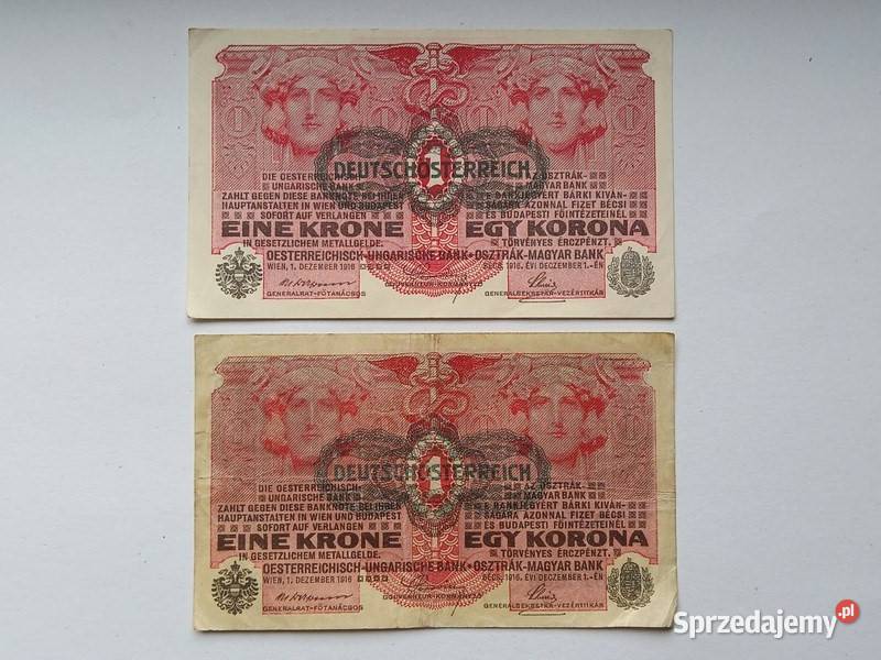 Banknoty 1koron AustroWegry z nadrukiem 1 zachodniopomorskie Koszalin