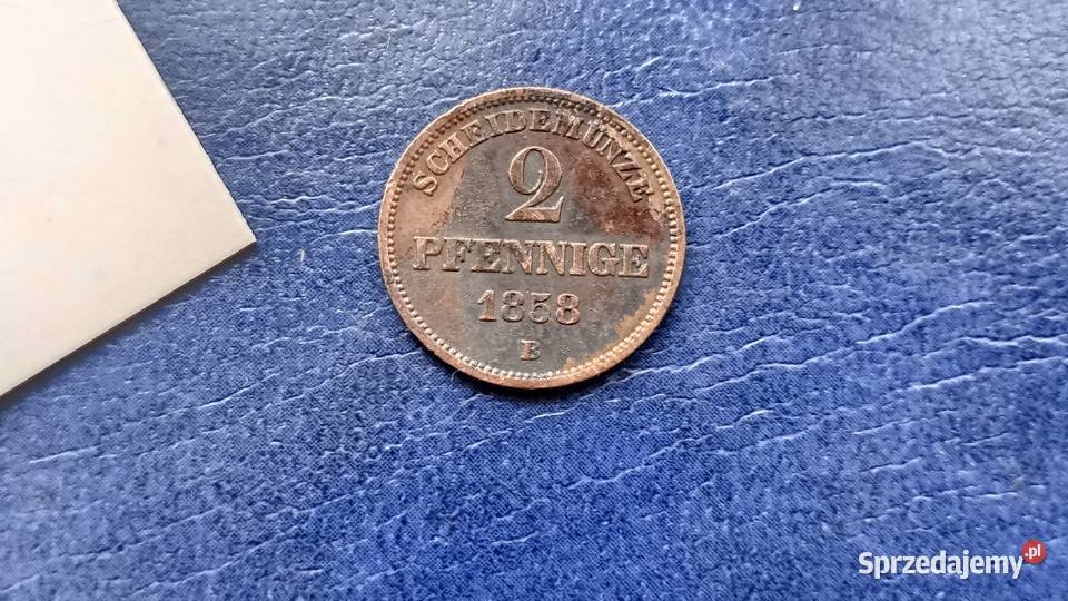 Stare monety 2 pfennig 1858 B NIemcy Oldenburg Lesko