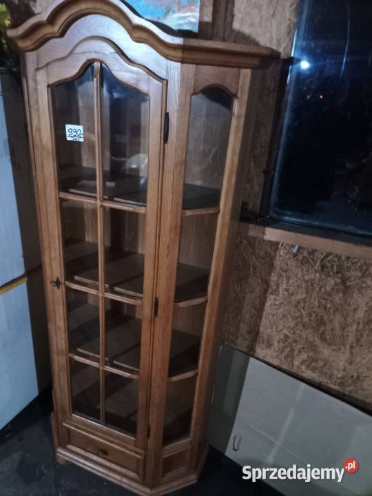 Witryna przeszklona z szufladą Dąb