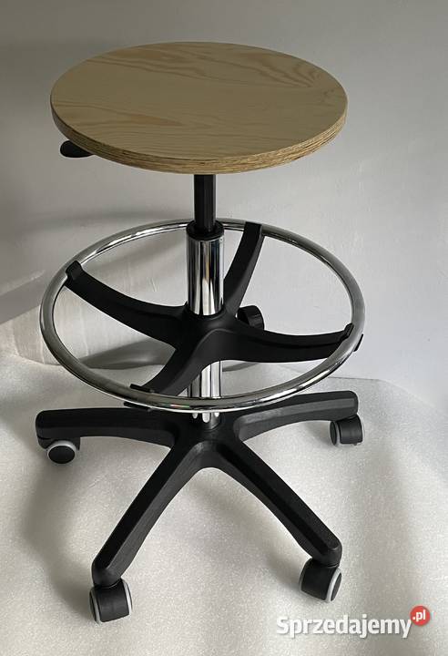 Krzesło produkcyjne Wysoki drewno podnóżek na kółkach