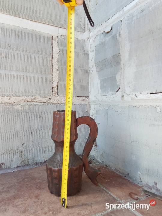Piękny drewniany świecznik handmade vintage