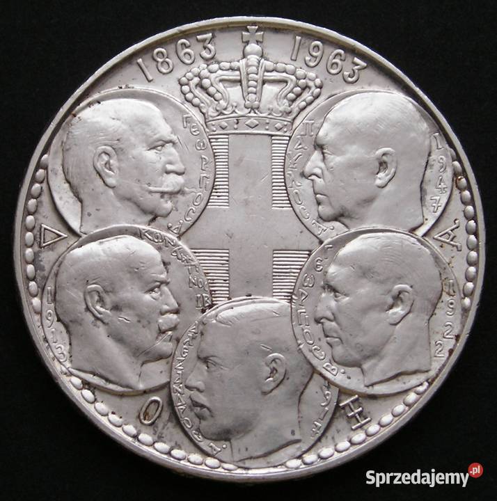 GRECJA 30 DRAHM 1963 STULECIE DYNASTII SREBRO Łódź sprzedam