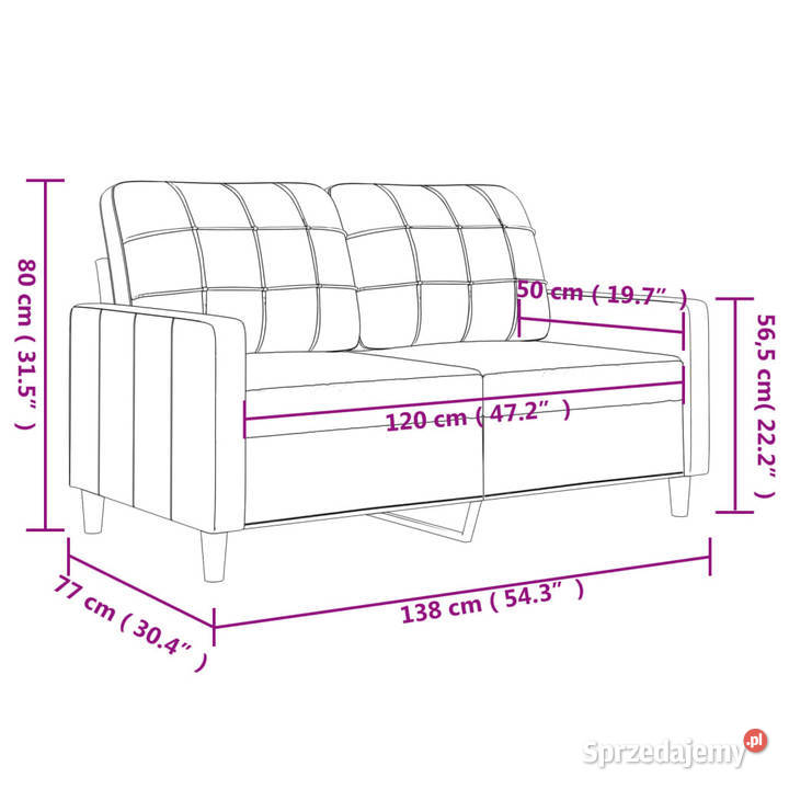 2osobowa sofa kremowa 120 tapicerowana tkaniną mazowieckie