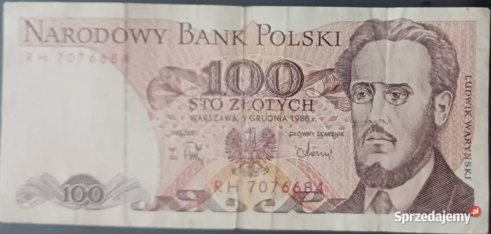 100 złotych 1XII1988 seria RH Konin sprzedam