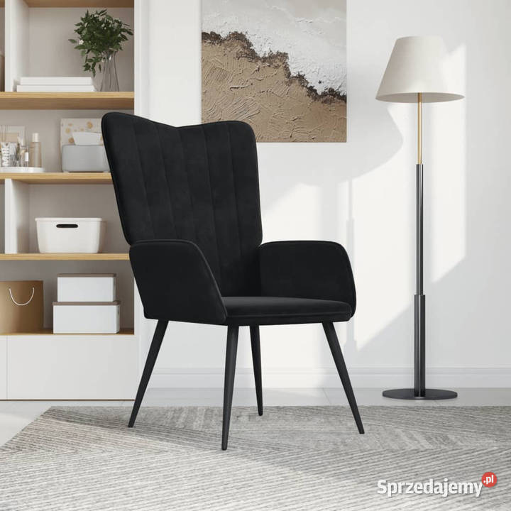 Fotel czarny obity aksamitem WM327683 Warszawa
