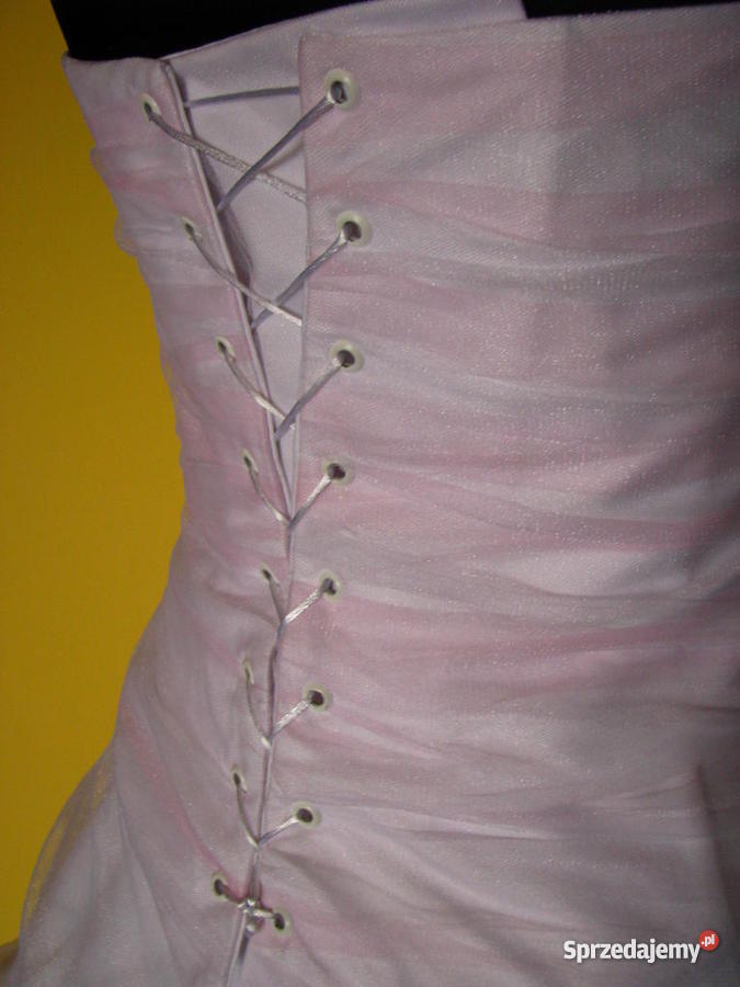 Biało różowa suknia ślubna 3840 śląskie Katowice