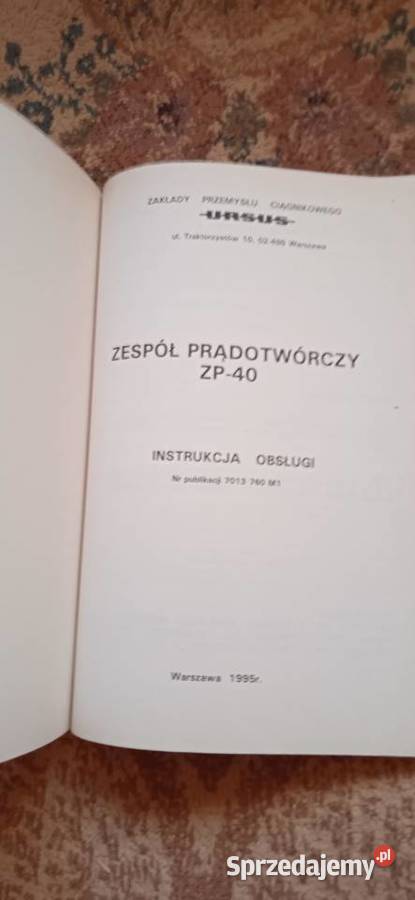 Instrukcja obsługi zespół prądotwórczy ZP40 Pozostałe Lublin sprzedam