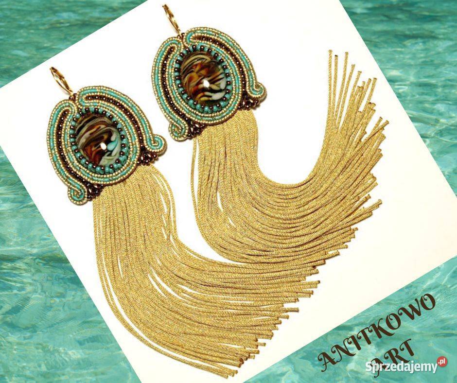 ZŁOTOMORSKIE KOLCZYKI Z FRĘDZLAMI SUTASZ Warszawa