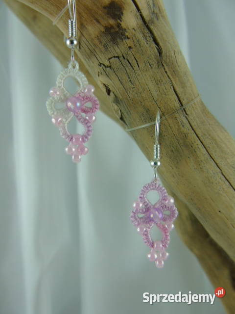 Kolczyki frywolitkowe różne wzory i kolory Wiśniowa
