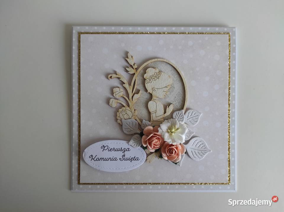 Kartka ręcznie robiona na Komunię Świętą z Łódź