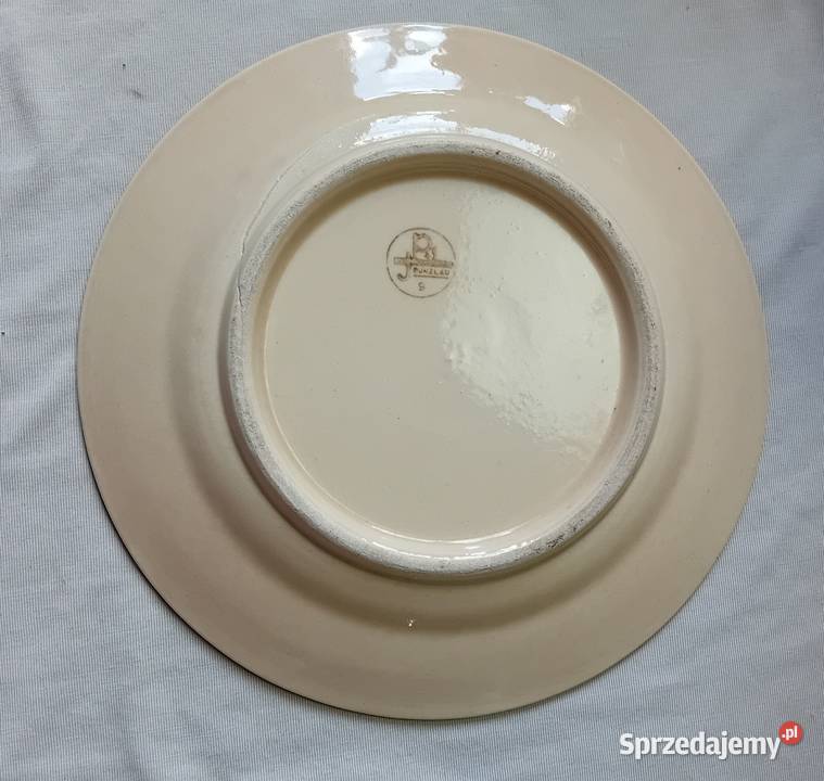 Talerzyk z różami Bunzlau lata 30e XX w Zdobiony Porcelana i szkło Koźminek