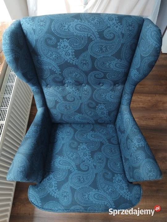 Fotel USZAK Ikea NOWY Granatowy w czarne wzory Wrocław sprzedam