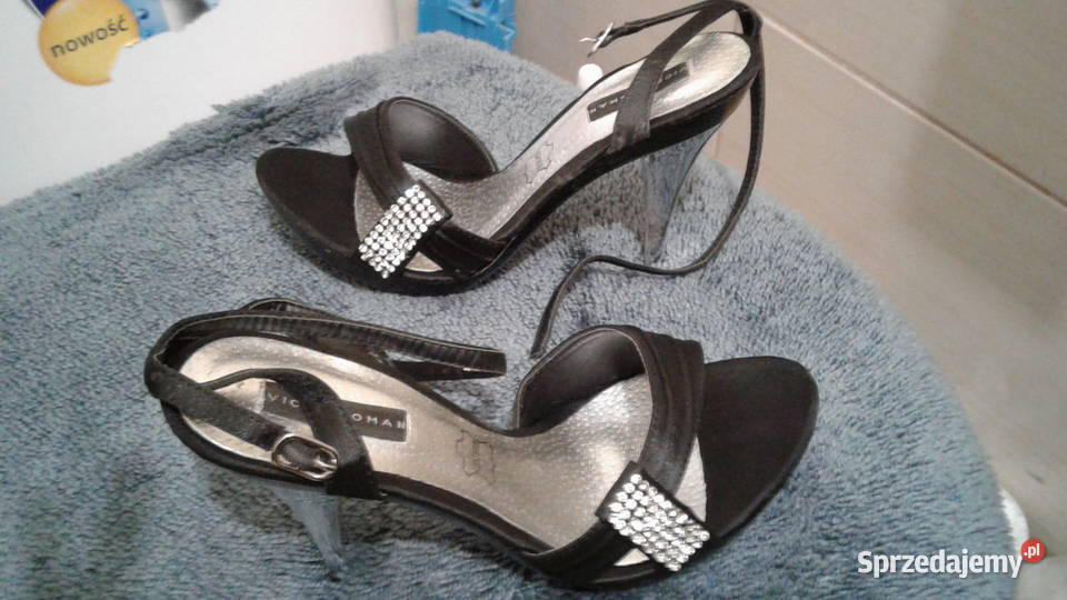 Piękne CzarnoSrebrne Damskie Szpilki rozmiar 37 podlaskie Łomża sprzedam