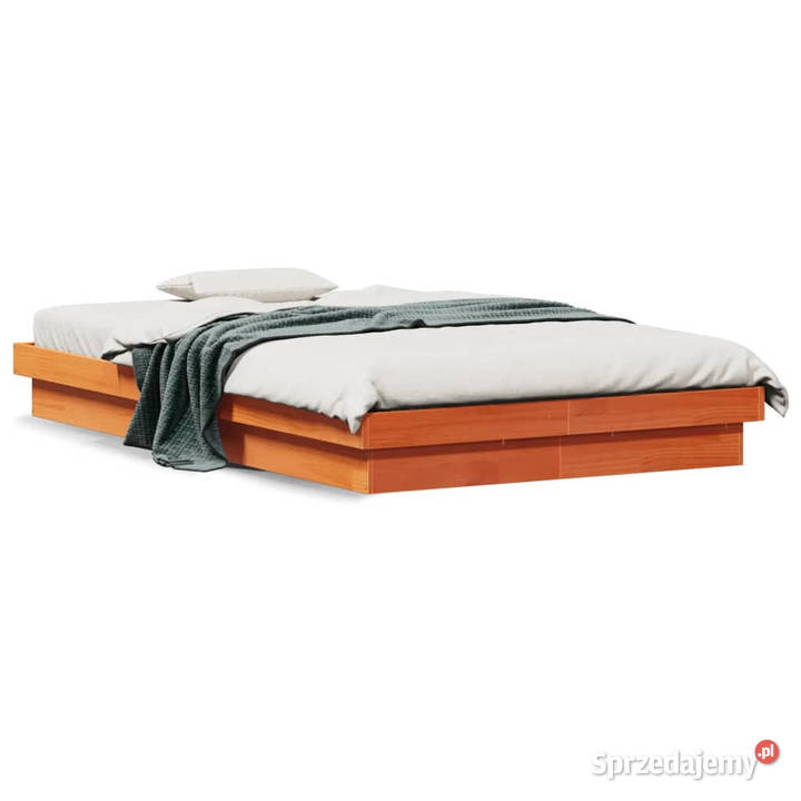 Rama łóżka z LED woskowy brąz lite drewno 138cm Warszawa