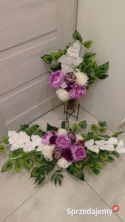 Kompozycja nagrobna kwiaty na pomnik komplet na Wyposażenie wnętrz