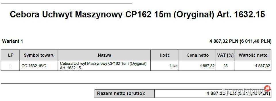 Cebora Uchwyt Maszynowy CP162 15m Oryginał Art lubelskie Lublin