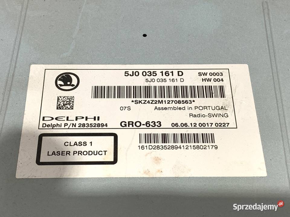 RADIO SKODA ROOMSTER 5J0035161D 0615 ODTWARZACZ Motoryzacja